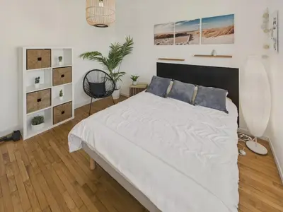 Un ou plusieurs lits dans un hébergement de l'établissement Maison familiale à 500m de la plage - Lesconil