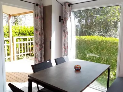 Jardin de l'établissement Mobil-home avec terrasse à Tréguennec - API-1-52-963