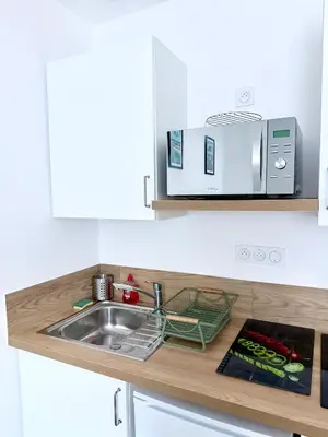 Cuisine ou kitchenette dans l'établissement Appartements meublés Brest centre