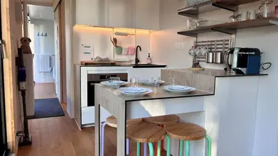 Cuisine ou kitchenette dans l'établissement Ty Fret - vue mer