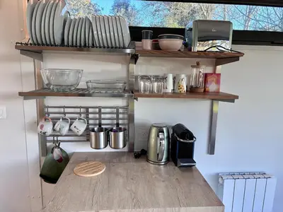 Cuisine ou kitchenette dans l'établissement Ty Fret - vue mer