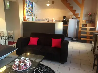 Coin salon dans l'établissement Vue exceptionnelle sur le port - REVE DE MER