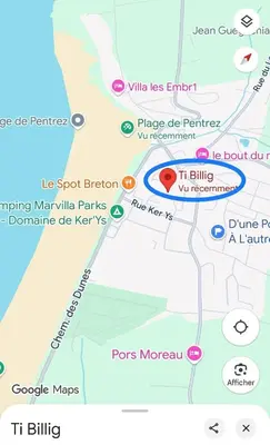 Plan de l'établissement Ti Billig 100 m de la plage avec WiFi