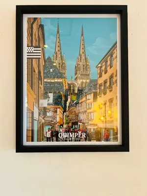 Vue générale sur Quimper ou vue de la ville depuis l'appartement