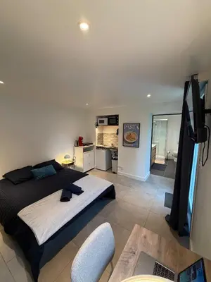 Télévision ou salle de divertissement dans l'établissement Location Studio Kergaradec 500m Tramway