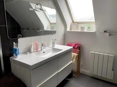 Salle de bains dans l'établissement Maison cosy à Guipavas 3 chb, proche Brest et aéroport