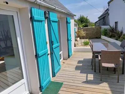Balcon ou terrasse dans l'établissement Gite Ker Domi 3 personnes-Plages et GR34 à pied Plouguerneau