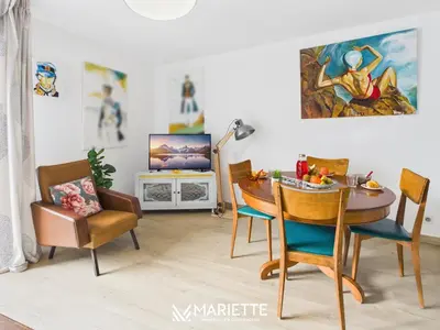Un ou plusieurs lits dans un hébergement de l'établissement -PEARL- Duplex avec balcon en bord de mer