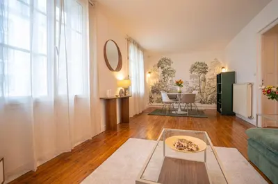 Coin salon dans l'établissement Bright apartment in downtown Brest