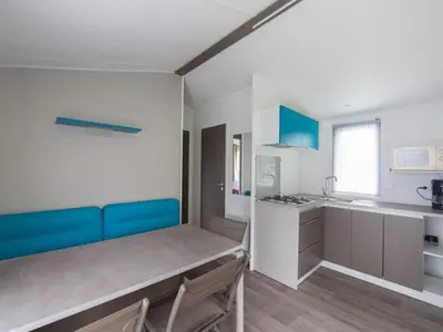 Cuisine ou kitchenette dans l'établissement Mobil-home à Bénodet - 3 chambres, Terrasse - API-1-52-1448