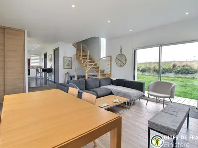 Coin salon dans l'établissement Holiday Home Ein Haus auf der Düne- direkter Zugang zum Strand by Interhome