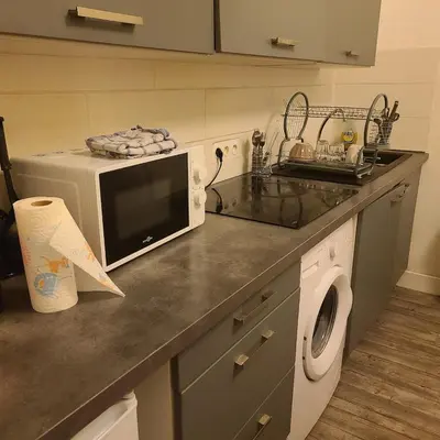 Cuisine ou kitchenette dans l'établissement Appartement BREST avec TV dans la chambre et le salon
