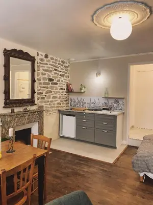 Cuisine ou kitchenette dans l'établissement Studio les volets verts