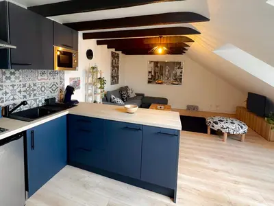 Cuisine ou kitchenette dans l'établissement Le Penthouse Quimper Gare & Centre Ville