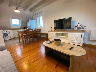 Télévision ou salle de divertissement dans l'établissement Les mouettes rieuses