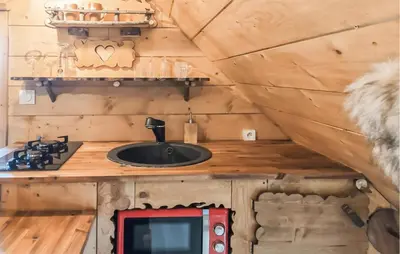 Cuisine ou kitchenette dans l'établissement La Tanière