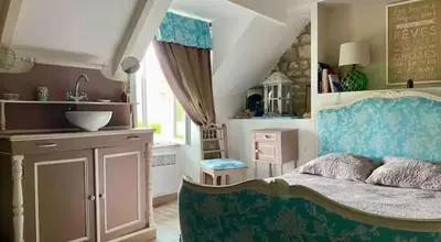 Un ou plusieurs lits dans un hébergement de l'établissement La Petite Chaumière - Charming cottage Pays Bigouden