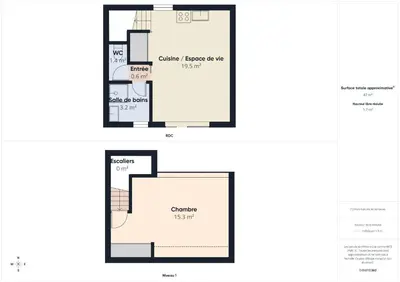 Plan de l'établissement Petit gîte pour 2 avec jardin proche de la plage