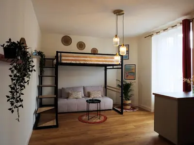 Un ou plusieurs lits dans un hébergement de l'établissement Mor Kousket - Studio Quimper Centre, Parking Privé