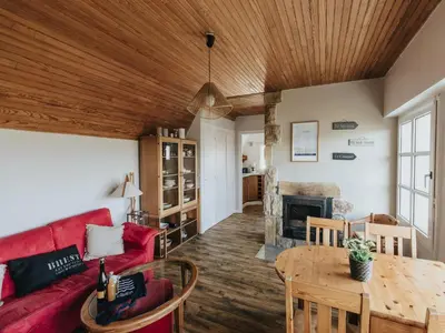 Coin salon dans l'établissement Holiday home with sea view, Le Conquet