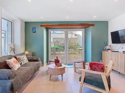 Coin salon dans l'établissement Holiday Home Ty Côte by Interhome