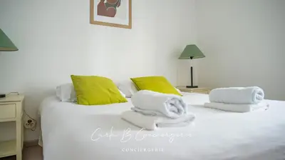 Un ou plusieurs lits dans un hébergement de l'établissement Le Hublot Apartment 4 pers Thalasso Concarneau
