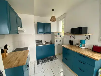 Cuisine ou kitchenette dans l'établissement Appartement avec vue sur mer