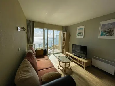 Télévision ou salle de divertissement dans l'établissement Bel appart front de mer - Crozon Morgat