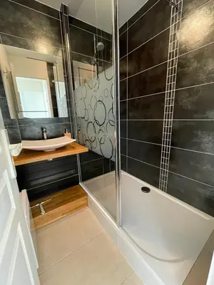 Salle de bains dans l'établissement Bel appart front de mer - Crozon Morgat