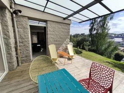 Balcon ou terrasse dans l'établissement Appartement vue sur le port avec sauna