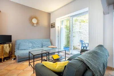 Coin salon dans l'établissement Maison de pêcheur au Rosmeur
