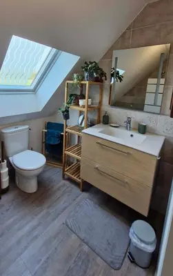 Salle de bains dans l'établissement Chambre confortable chez Isabelle