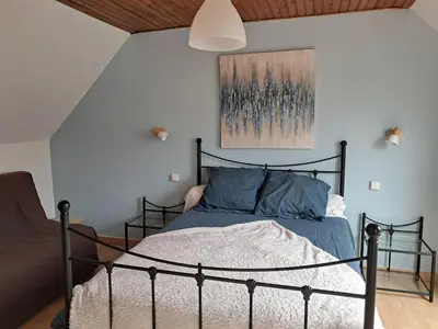 Un ou plusieurs lits dans un hébergement de l'établissement Gîte nature et mer, proche Brest et abers