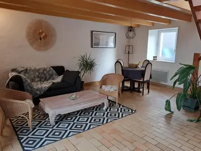 Coin salon dans l'établissement Gîte nature et mer, proche Brest et abers