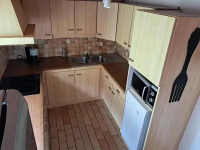 Cuisine ou kitchenette dans l'établissement Gîte nature et mer, proche Brest et abers