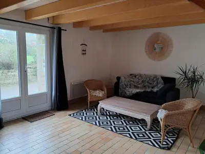 Coin salon dans l'établissement Gîte nature et mer, proche Brest et abers