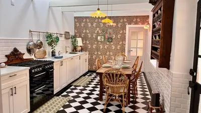 Cuisine ou kitchenette dans l'établissement Ti mod-kozh - port et commerces à pieds