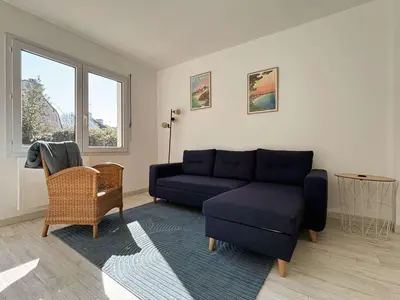 Coin salon dans l'établissement Maison à Beg Meil, proche plages - 4 pers. - FR-1-481-192