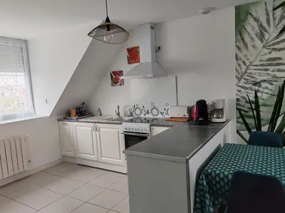 Cuisine ou kitchenette dans l'établissement La maison rouge