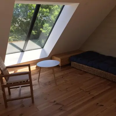 Coin salon dans l'établissement Maison près des plages