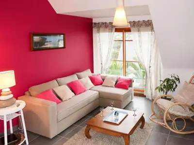 Coin salon dans l'établissement Apartment Belle vue sur mer by Interhome