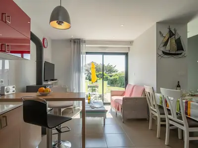 Coin salon dans l'établissement Holiday Home Ty Angèle by Interhome