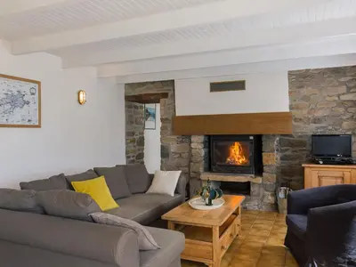 Coin salon dans l'établissement Holiday Home Ty Coz ar Mor by Interhome