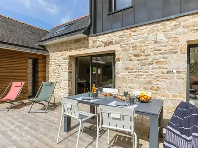 Coin salon dans l'établissement Holiday Home Breizh Riviera by Interhome