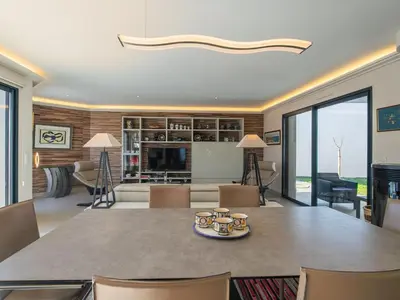 Coin salon dans l'établissement Holiday Home Ty Pleine by Interhome