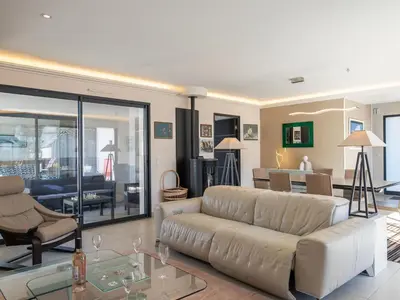 Coin salon dans l'établissement Holiday Home Ty Pleine by Interhome