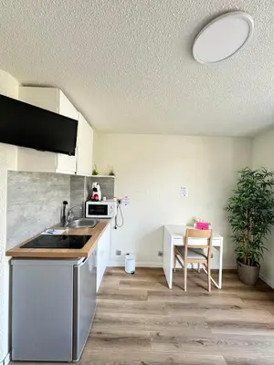 Cuisine ou kitchenette dans l'établissement Couett'Hôtel Brest Port de plaisance, Les pieds dans l'eau