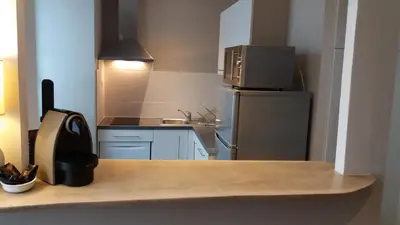 Cuisine ou kitchenette dans l'établissement Lesneven Appart Nuitee