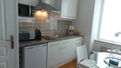 Cuisine ou kitchenette dans l'établissement Lesneven Appart Nuitee