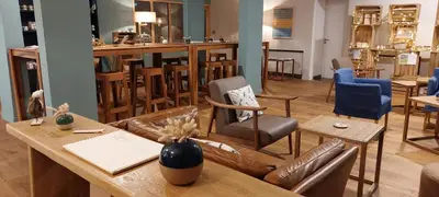 Coin salon dans l'établissement Logis le Castel Ac'h
